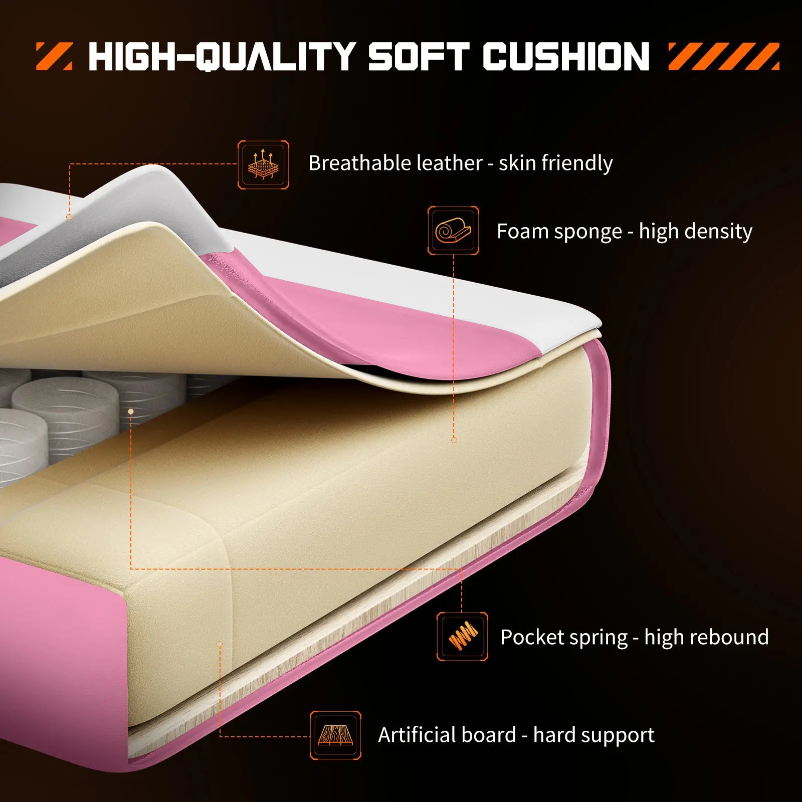 Furnest Ergonomic Gaming Office Chair - PU Leather Indoor Furniture Recliner with Height Adjustment, Fixed-Up Armrest, Headrest, Footrest, 360° Swivel, Barstool Design Elements for Game Desks, Computer Use, Gaming Chair