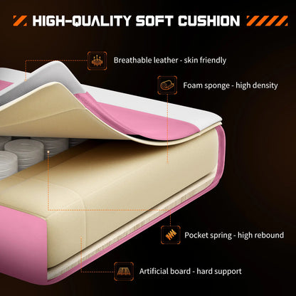 Furnest Ergonomic Gaming Office Chair - PU Leather Indoor Furniture Recliner with Height Adjustment, Fixed-Up Armrest, Headrest, Footrest, 360° Swivel, Barstool Design Elements for Game Desks, Computer Use, Gaming Chair