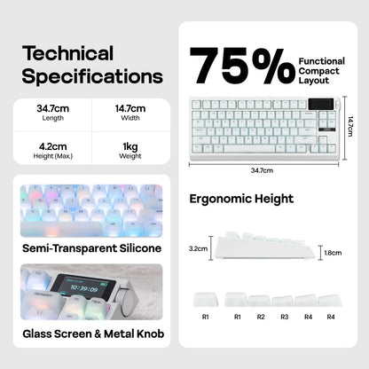 EPOMAKER G84 PRO Wireless Silent Mechanical Gaming Keyboard, 75% 81-Key Gasket Mounted Hot Swappable anti Ghosting Gaming Accessory, Tri-Mode USB-C/BT 5.0/2.4Ghz, Custom Driver, RGB Backlight, Silicone Keycaps, Gaming Accessories, Hot Swappable Keyboard