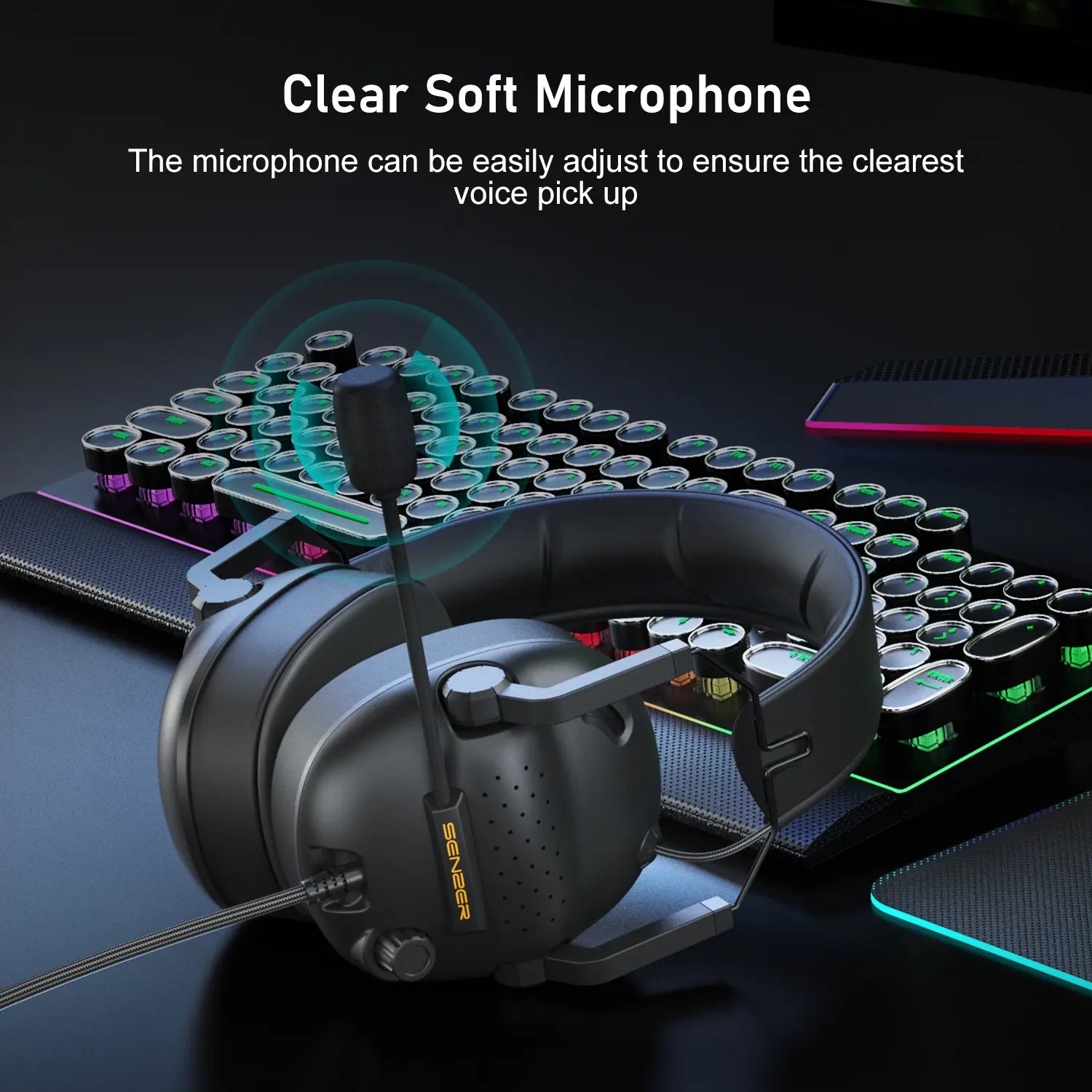 SENZER SG500 Wired Pro Gaming Headset - Wired Gaming Headsets - PC Headsets - Folding Headset for PC, PS4, PS5, Xbox One and Switch Audio Earphones Headphones Electronic Earbud