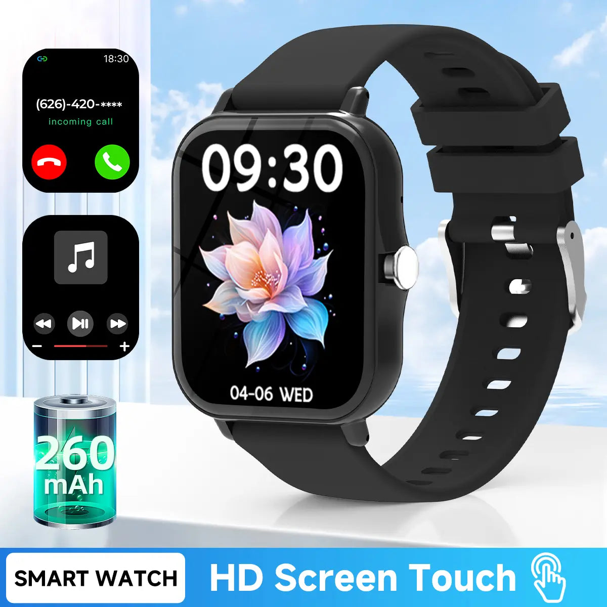 1.83-Inch HD Touchscreen Smartwatch, Wireless Calling/Dialing, Multiple Sports Modes, Call Reminders and Call Rejection Functions, Wearable Device Suitable for Both Men and Women, Perfect Gift for Holidays or Birthdays.