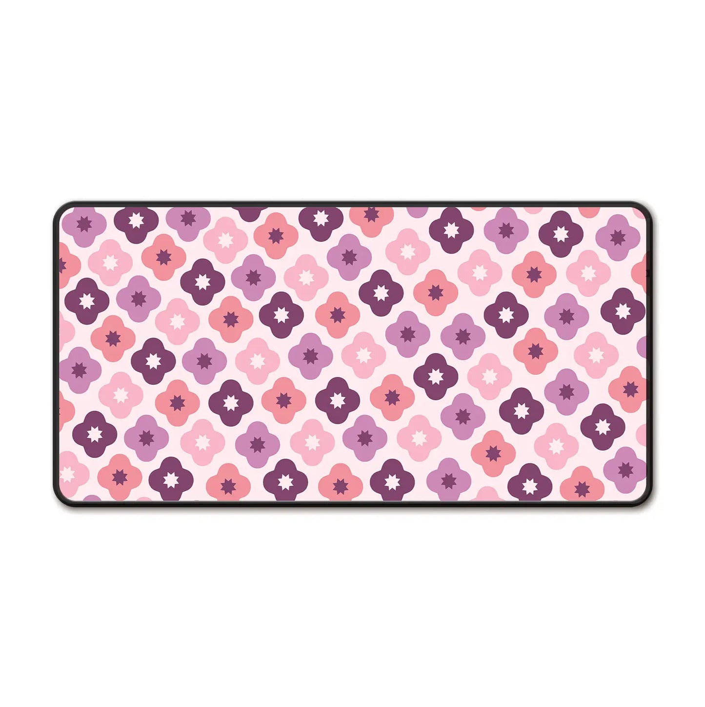 Pink Flower Geometric Mousepad - Extra Large, Anti-Slip Rubber Base, Gaming Mousepad Design Extended Non-Slip Mousepad