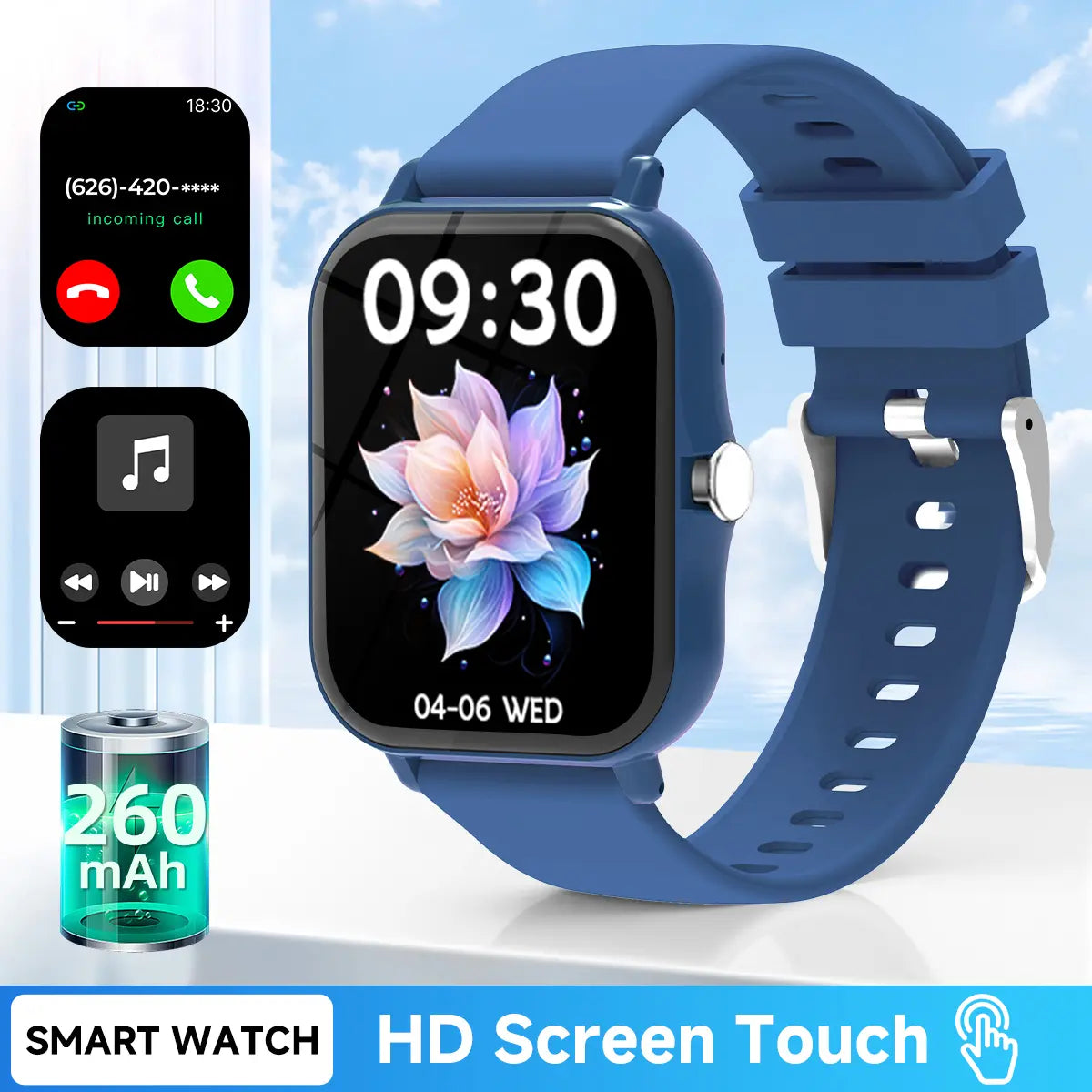 1.83-Inch HD Touchscreen Smartwatch, Wireless Calling/Dialing, Multiple Sports Modes, Call Reminders and Call Rejection Functions, Wearable Device Suitable for Both Men and Women, Perfect Gift for Holidays or Birthdays.