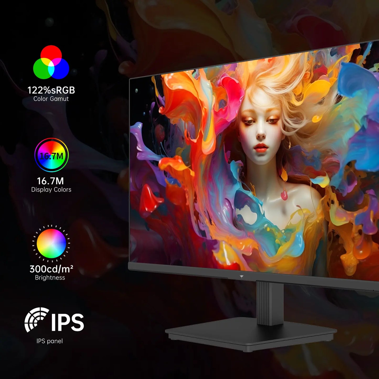 KTC 24" 2K QHD IPS 100Hz Computer Monitor, 2560*1440 1300:1 Contrast, HDR 10 Anti-Blue Light Screen, 122% Srgb, Adaptive Sync, Hdmi2.0/Dp/Earphone for Gaming and Office Working H24T27, 2K Qhd Resolution