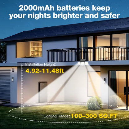 Solar Motion Sensor Outdoor Light 3-Head 216 LED Security Floodlight with Remote Control IP65 Waterproof Adjustable Wall Lamp Solar Powered Exterior Light for Garden Garage Yard Porch Driveway