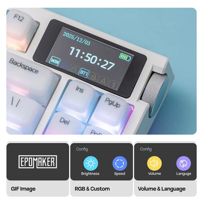 EPOMAKER G84 PRO Wireless Silent Mechanical Gaming Keyboard, 75% 81-Key Gasket Mounted Hot Swappable anti Ghosting Gaming Accessory, Tri-Mode USB-C/BT 5.0/2.4Ghz, Custom Driver, RGB Backlight, Silicone Keycaps, Gaming Accessories, Hot Swappable Keyboard
