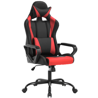 Adjustable High-Back Executive Gaming Chair with Lumbar Support and Rolling Casters for PC Executive High-Back Chair for Gaming and Office with Ergonomic Features, PU Leather
