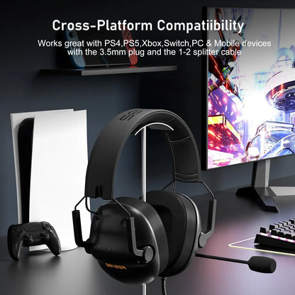 SENZER SG500 Wired Pro Gaming Headset - Wired Gaming Headsets - PC Headsets - Folding Headset for PC, PS4, PS5, Xbox One and Switch Audio Earphones Headphones Electronic Earbud