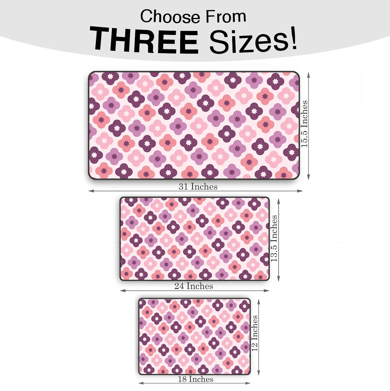 Pink Flower Geometric Mousepad - Extra Large, Anti-Slip Rubber Base, Gaming Mousepad Design Extended Non-Slip Mousepad