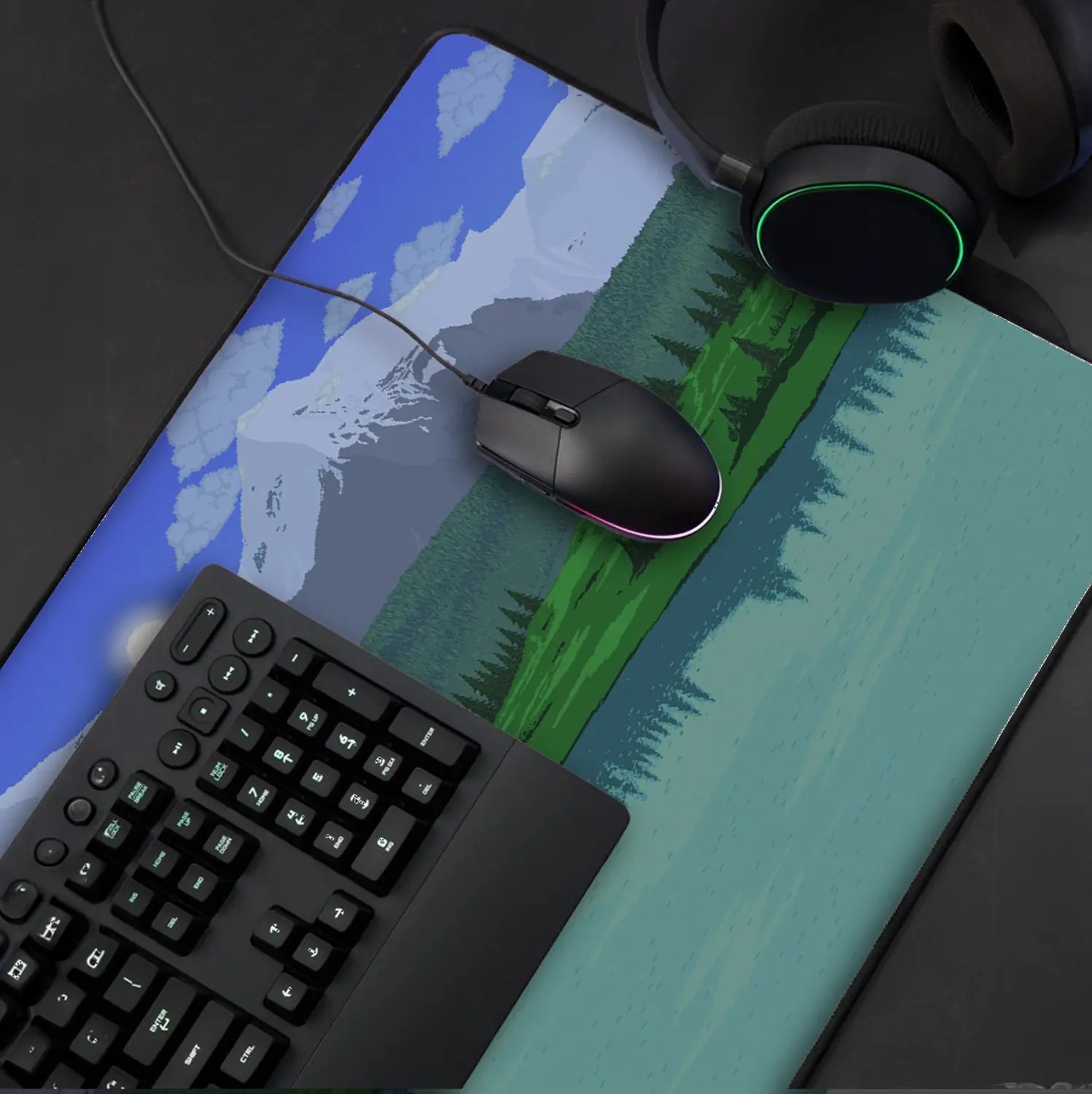 Lake Background Gaming Mousepad - Medium, Large and Extra Large Sizes - Anti-Slip Rubber Base Nostalgic Design