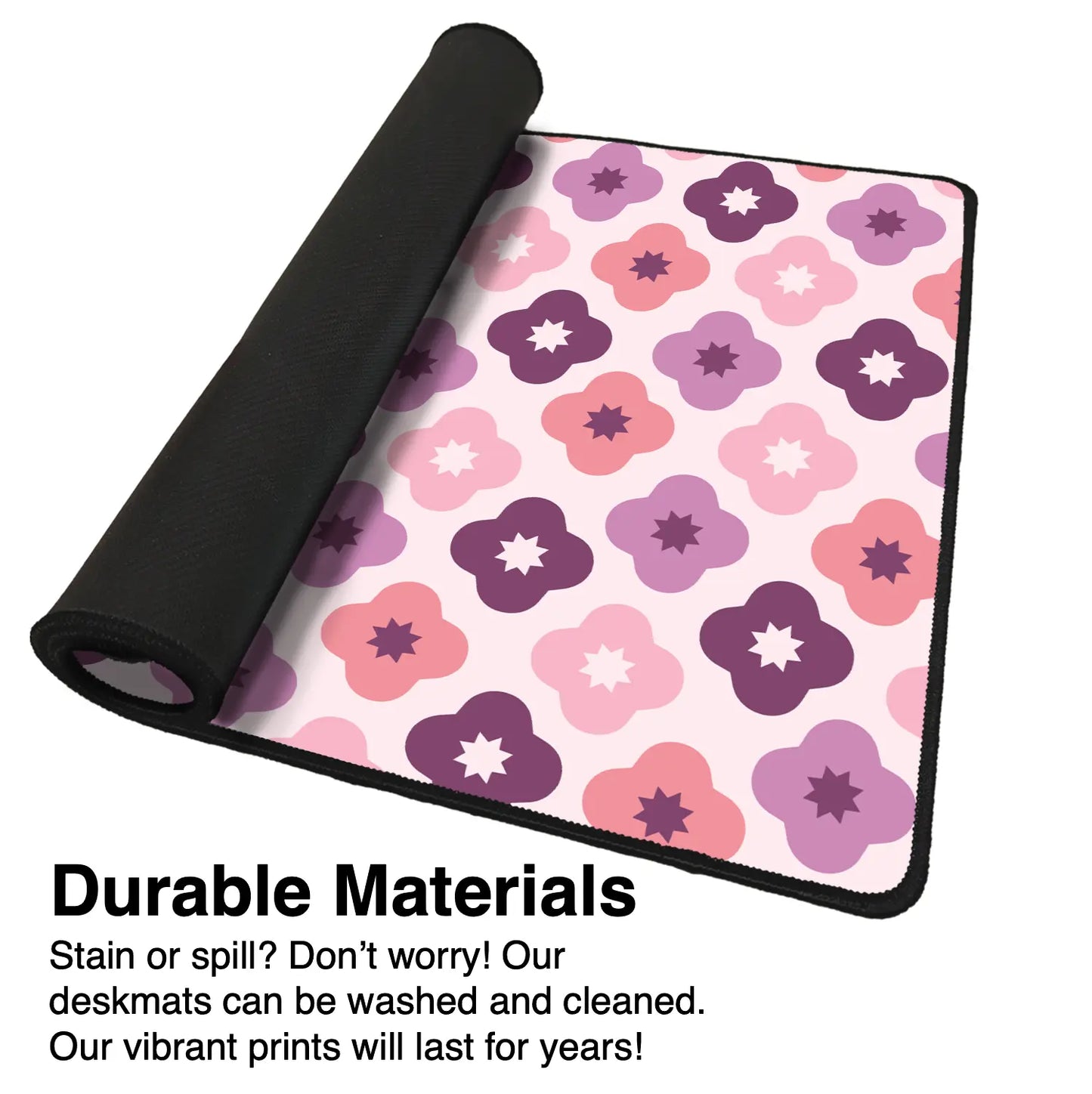 Pink Flower Geometric Mousepad - Extra Large, Anti-Slip Rubber Base, Gaming Mousepad Design Extended Non-Slip Mousepad