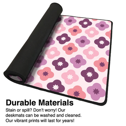 Pink Flower Geometric Mousepad - Extra Large, Anti-Slip Rubber Base, Gaming Mousepad Design Extended Non-Slip Mousepad