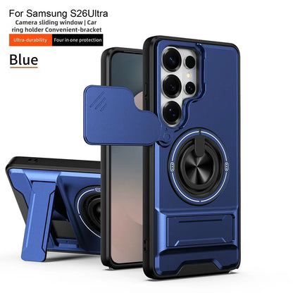 Rotating Ring Phone Case, Compatible with Samsung 26/25/24/23/22/21 Ultra, High-End Design, Practical Stand Case, TPU+PC Armor Shell, with Camera Protector, Unisex, Military-Grade Protective Case