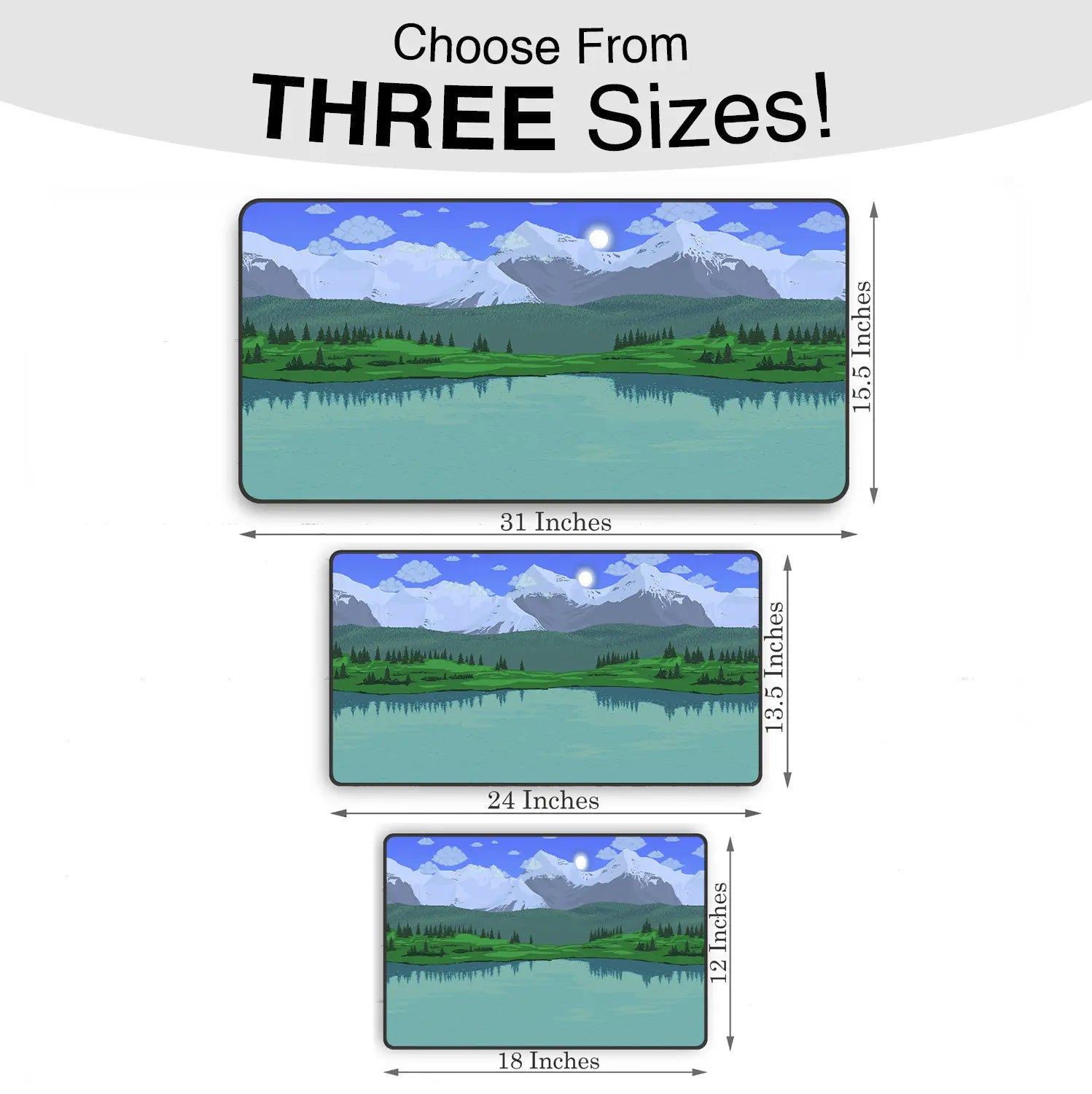 Lake Background Gaming Mousepad - Medium, Large and Extra Large Sizes - Anti-Slip Rubber Base Nostalgic Design