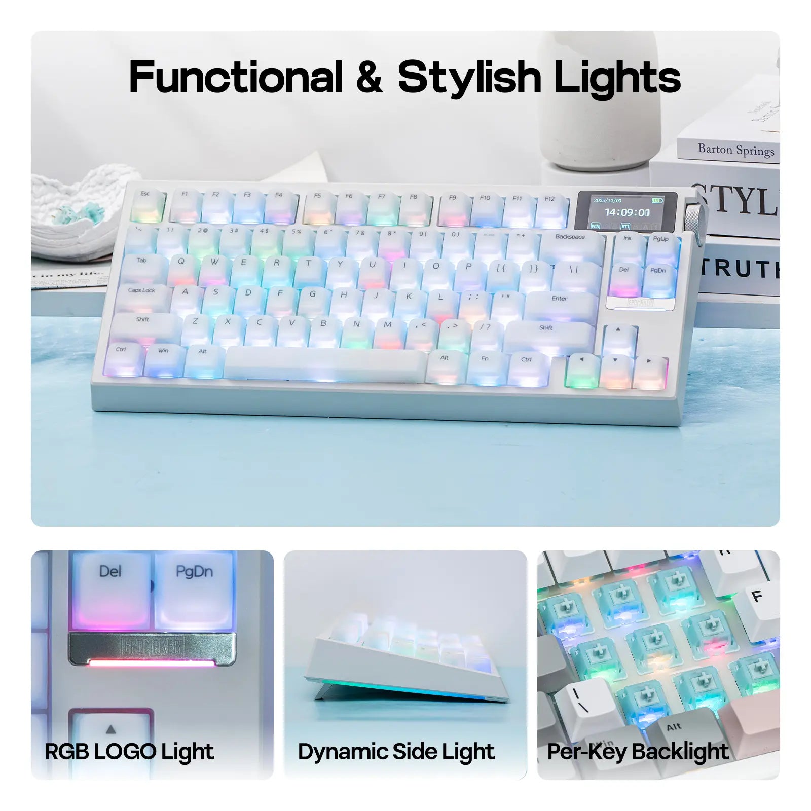 EPOMAKER G84 PRO Wireless Silent Mechanical Gaming Keyboard, 75% 81-Key Gasket Mounted Hot Swappable anti Ghosting Gaming Accessory, Tri-Mode USB-C/BT 5.0/2.4Ghz, Custom Driver, RGB Backlight, Silicone Keycaps, Gaming Accessories, Hot Swappable Keyboard