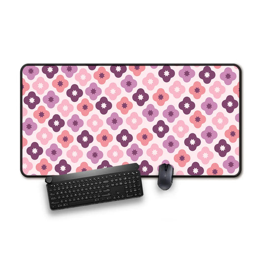 Pink Flower Geometric Mousepad - Extra Large, Anti-Slip Rubber Base, Gaming Mousepad Design Extended Non-Slip Mousepad