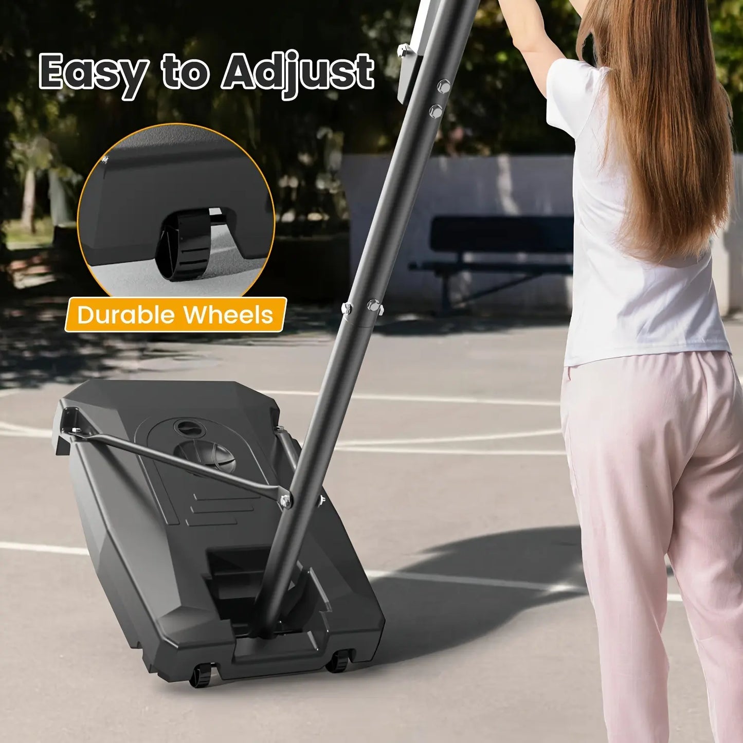 DAYAGO Portable Basketball Hoop System - 8.5 FT Height-Adjustable Goal with 33" Backboards, Wheels, Ideal for Children'S Training Equipment, Driveway & Indoor/Outdoor Play, Adults