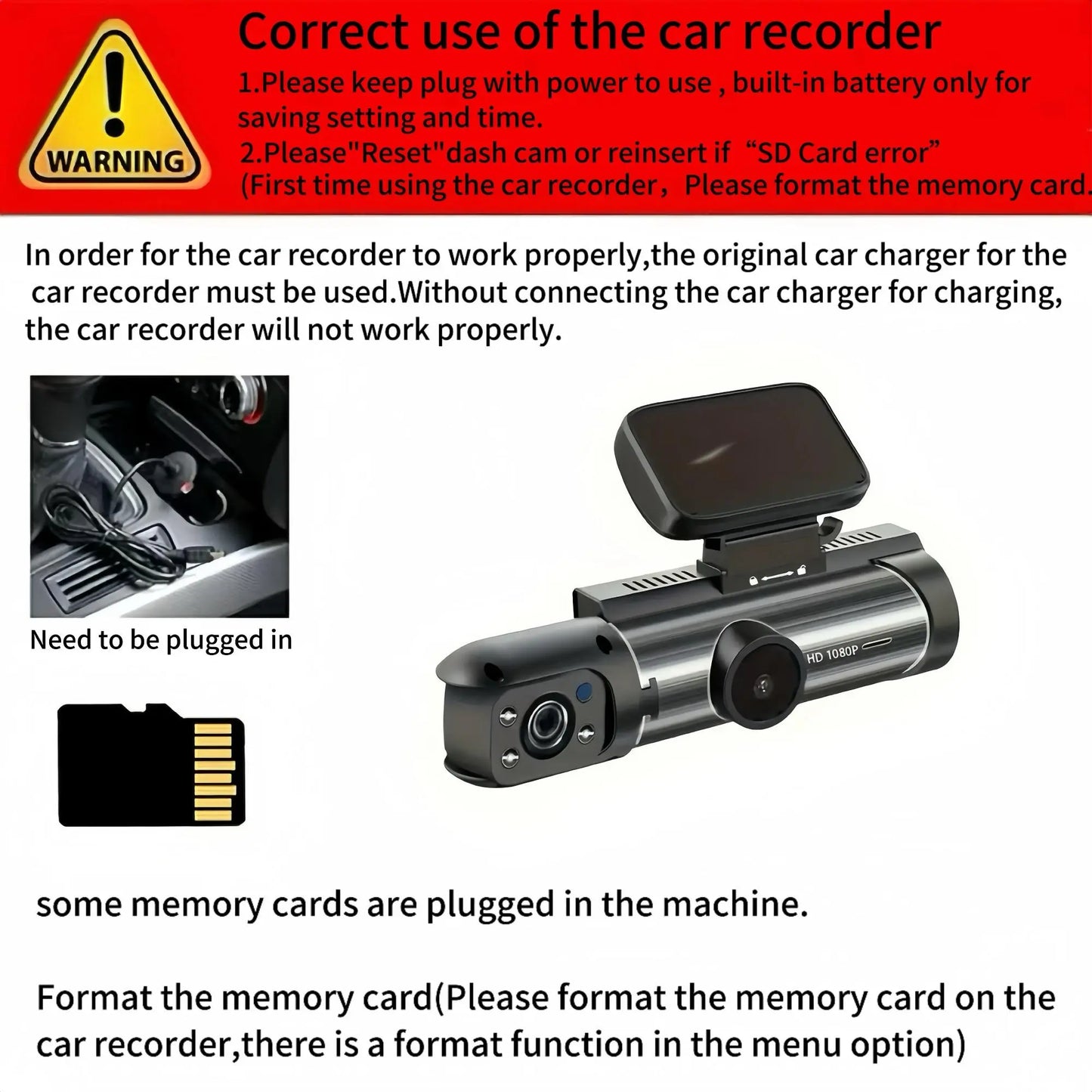 High-Definition Front and Rear Dual-Lens Car-Mounted Driving Recorder with 3.16-Inch IPS Screen Car Dash Camera, Dash Camera for Cars Front and Rear, Dashcams for Cars