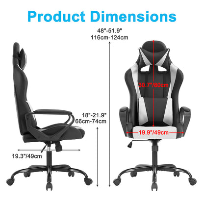 Adjustable High-Back Executive Gaming Chair with Lumbar Support and Rolling Casters for PC Executive High-Back Chair for Gaming and Office with Ergonomic Features, PU Leather
