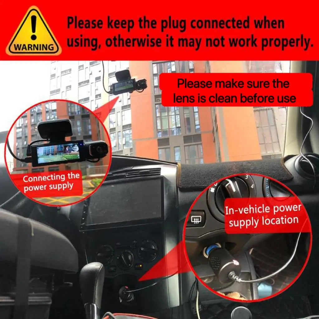 High-Definition Front and Rear Dual-Lens Car-Mounted Driving Recorder with 3.16-Inch IPS Screen Car Dash Camera, Dash Camera for Cars Front and Rear, Dashcams for Cars