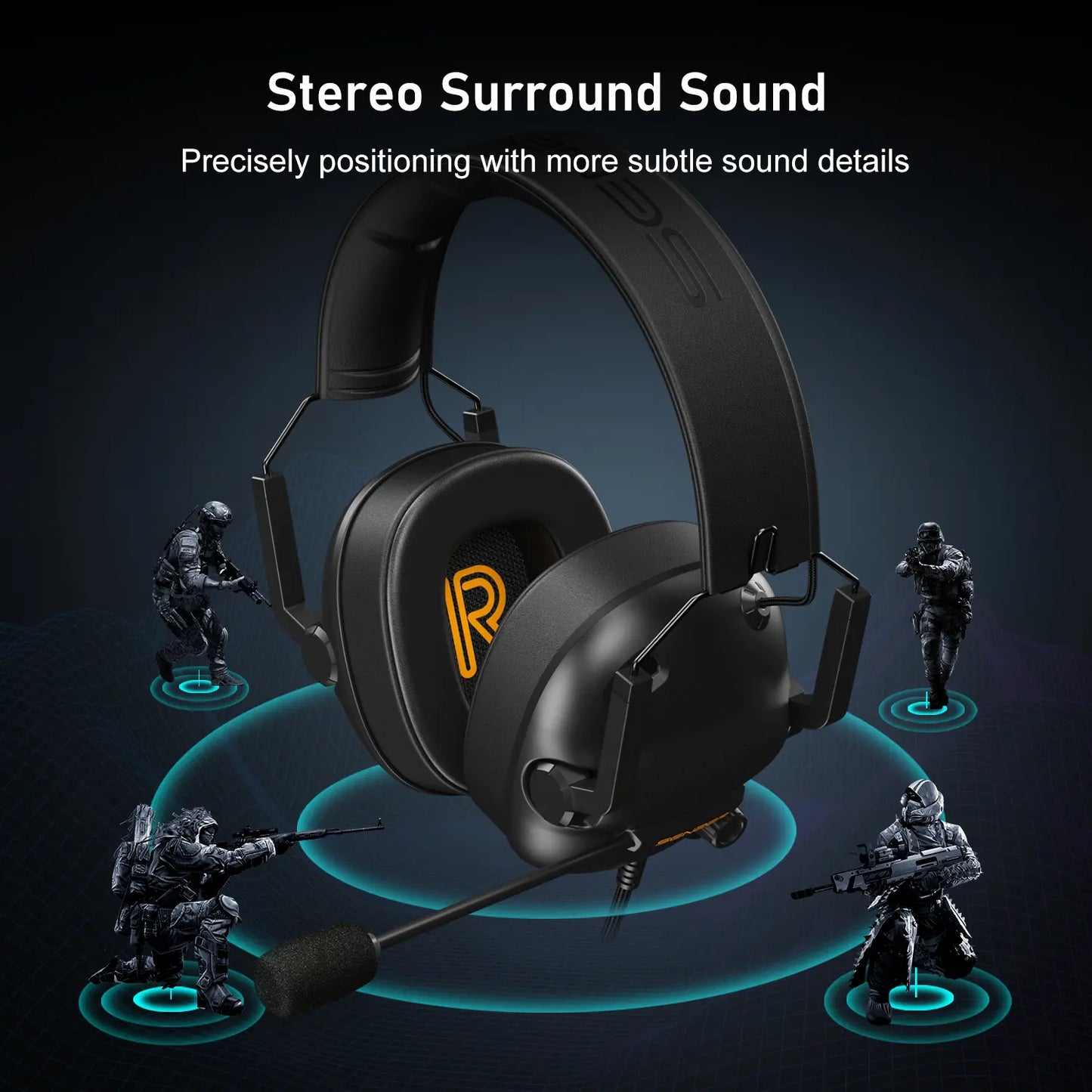 SENZER SG500 Wired Pro Gaming Headset - Wired Gaming Headsets - PC Headsets - Folding Headset for PC, PS4, PS5, Xbox One and Switch Audio Earphones Headphones Electronic Earbud