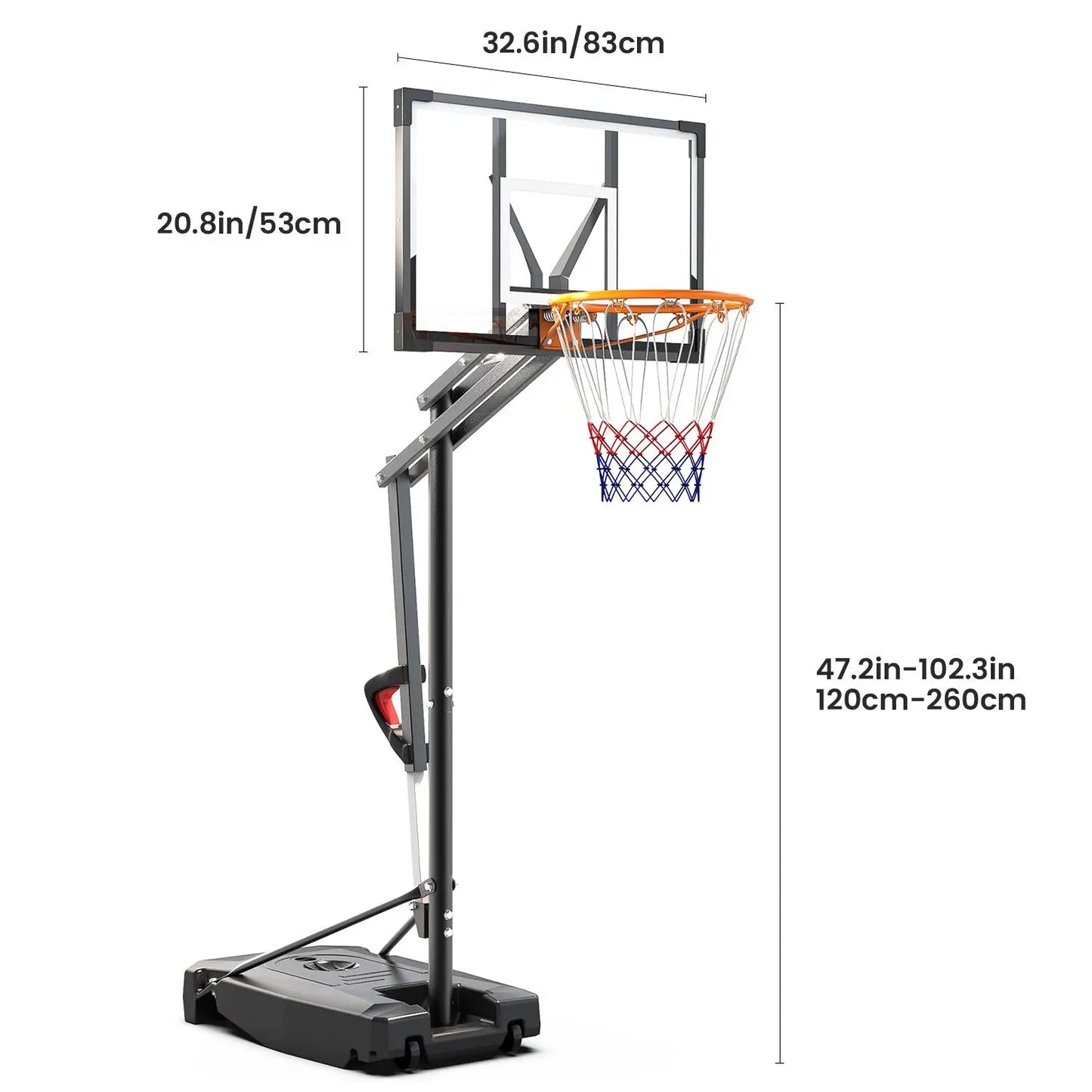 DAYAGO Portable Basketball Hoop System - 8.5 FT Height-Adjustable Goal with 33" Backboards, Wheels, Ideal for Children'S Training Equipment, Driveway & Indoor/Outdoor Play, Adults