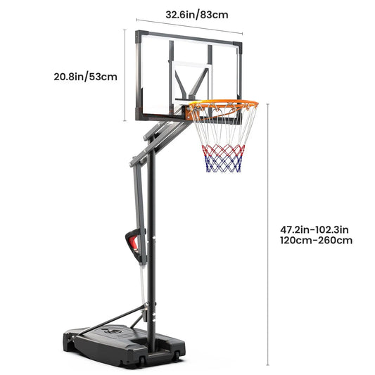 DAYAGO Portable Basketball Hoop System - 8.5 FT Height-Adjustable Goal with 33" Backboards, Wheels, Ideal for Children'S Training Equipment, Driveway & Indoor/Outdoor Play, Adults