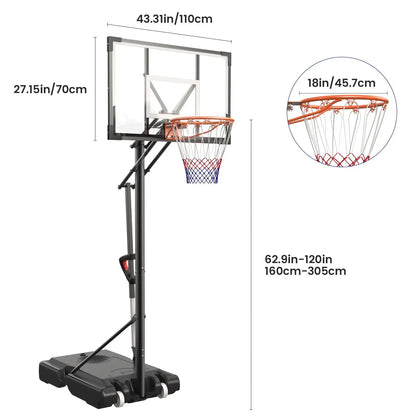 DAYAGO Portable Basketball Hoop System - 8.5 FT Height-Adjustable Goal with 33" Backboards, Wheels, Ideal for Children'S Training Equipment, Driveway & Indoor/Outdoor Play, Adults