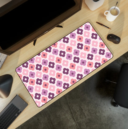 Pink Flower Geometric Mousepad - Extra Large, Anti-Slip Rubber Base, Gaming Mousepad Design Extended Non-Slip Mousepad