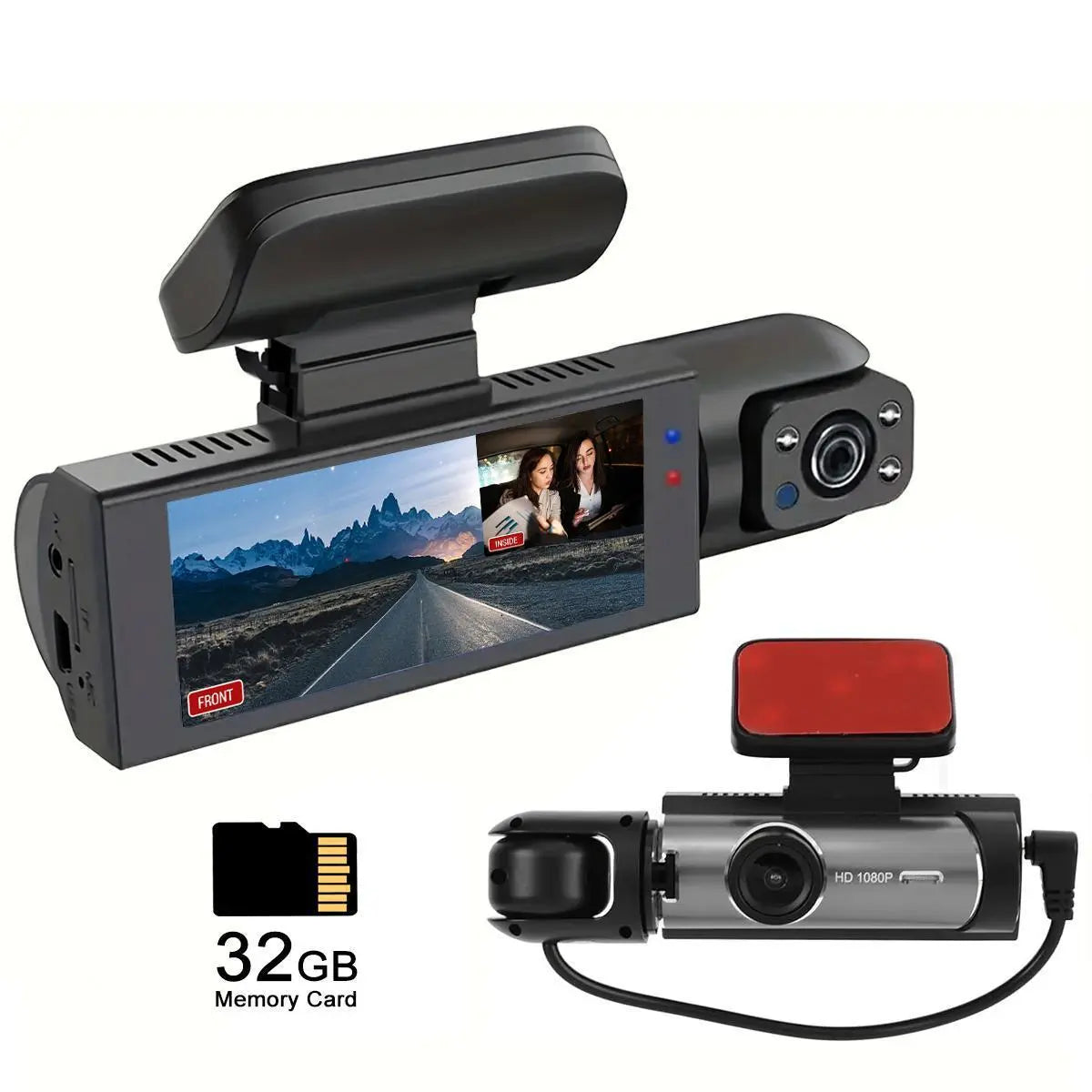 High-Definition Front and Rear Dual-Lens Car-Mounted Driving Recorder with 3.16-Inch IPS Screen Car Dash Camera, Dash Camera for Cars Front and Rear, Dashcams for Cars