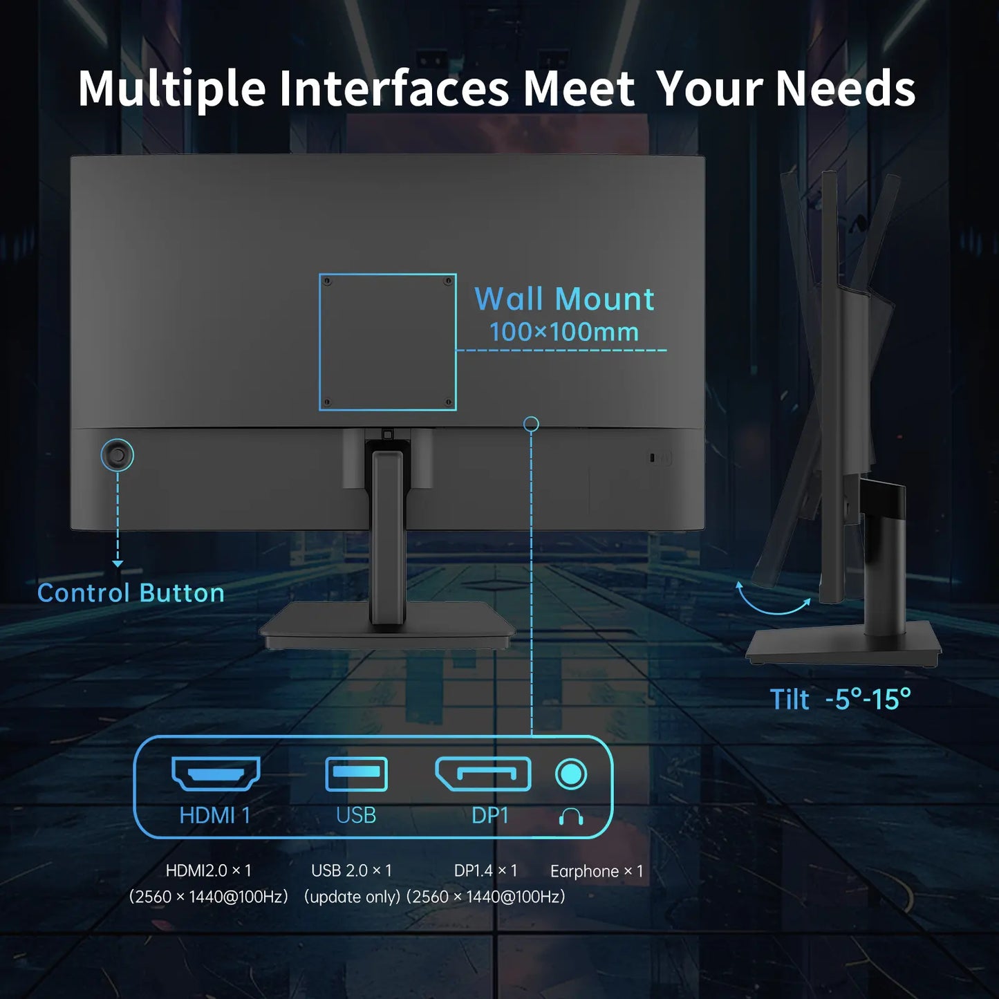 KTC 24" 2K QHD IPS 100Hz Computer Monitor, 2560*1440 1300:1 Contrast, HDR 10 Anti-Blue Light Screen, 122% Srgb, Adaptive Sync, Hdmi2.0/Dp/Earphone for Gaming and Office Working H24T27, 2K Qhd Resolution