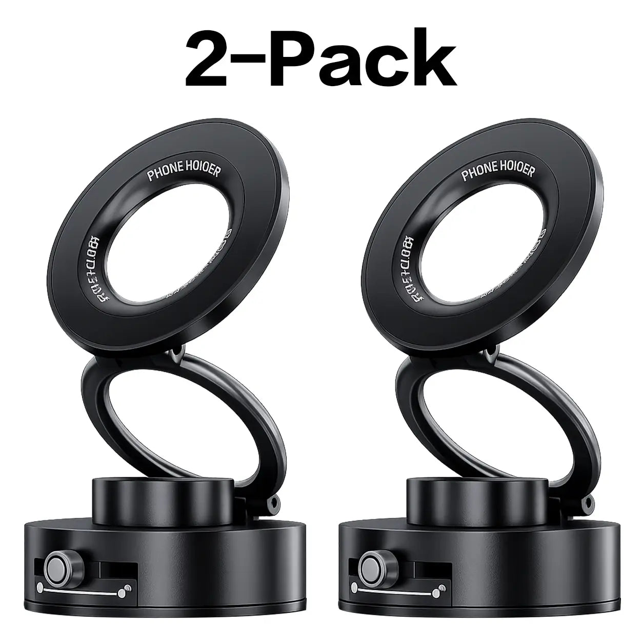 Foldable Magnetic Car Phone Holder for Magsafe Devices - 20 N52 Magnets, 360-Degree Rotation, Vacuum Suction Cup with Heat-Resistant Nano-Adhesive Base, Automotive Interior Accessory