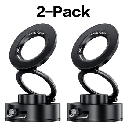 Foldable Magnetic Car Phone Holder for Magsafe Devices - 20 N52 Magnets, 360-Degree Rotation, Vacuum Suction Cup with Heat-Resistant Nano-Adhesive Base, Automotive Interior Accessory