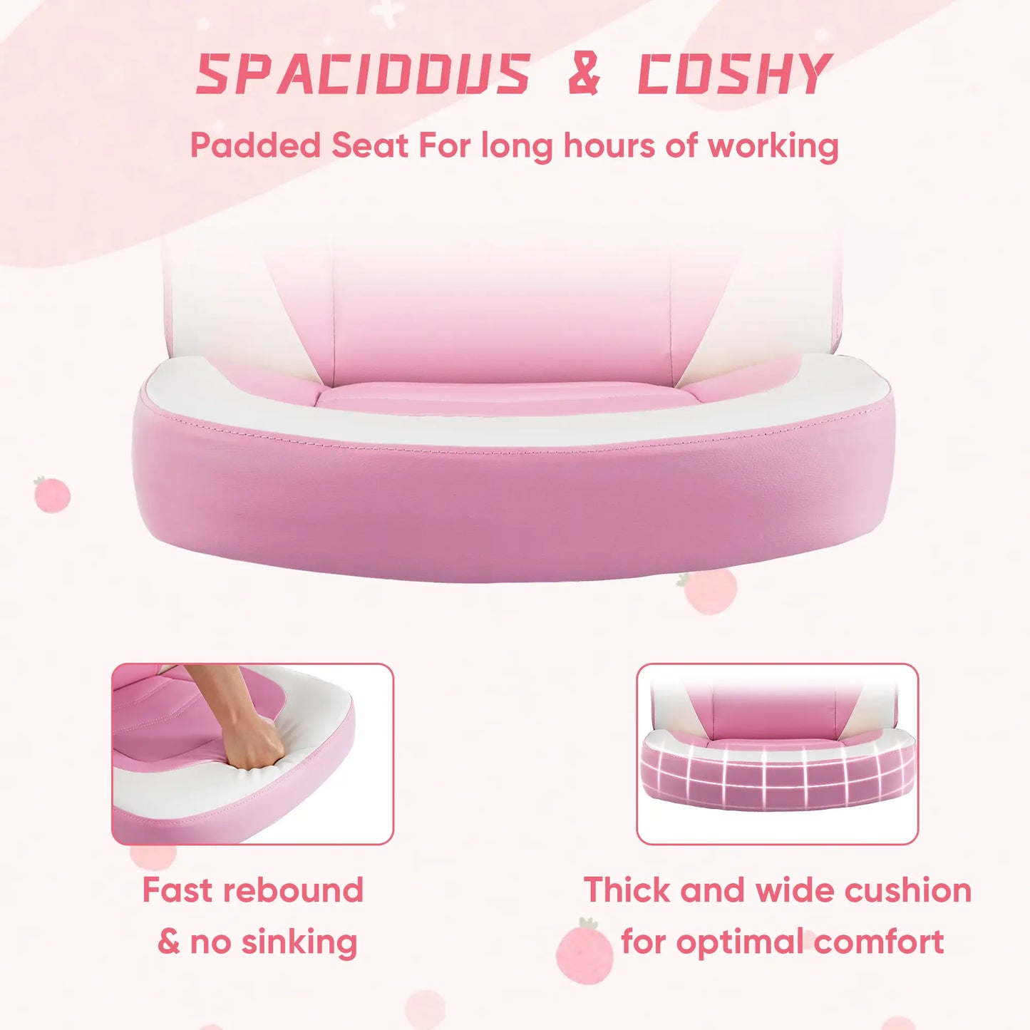 Gaming Chair ,PU Leather Ergonomic Office Chair Swivel Computer Gaming Chair with Lumbar Support - Pink