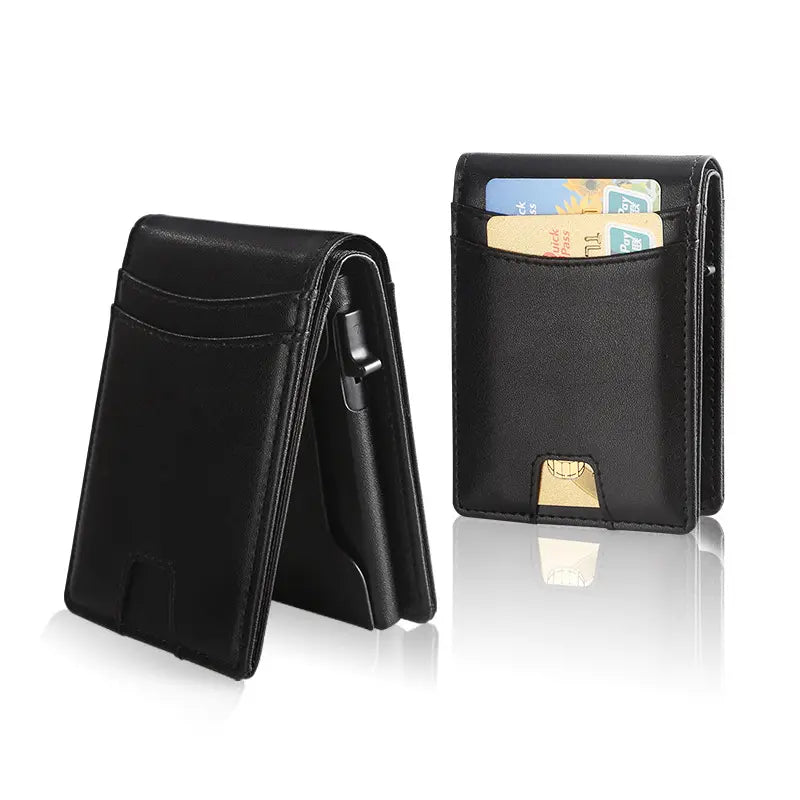 Wallet for Men, Mens Minimalist Wallet 8-10 Cards, Slim Compact Wallet with ID Window, RFID Blocking Smart Pop up Card Wallet, Metal Aluminum Credit Card Holder Bifold Wallet ,Fathers Day Gift