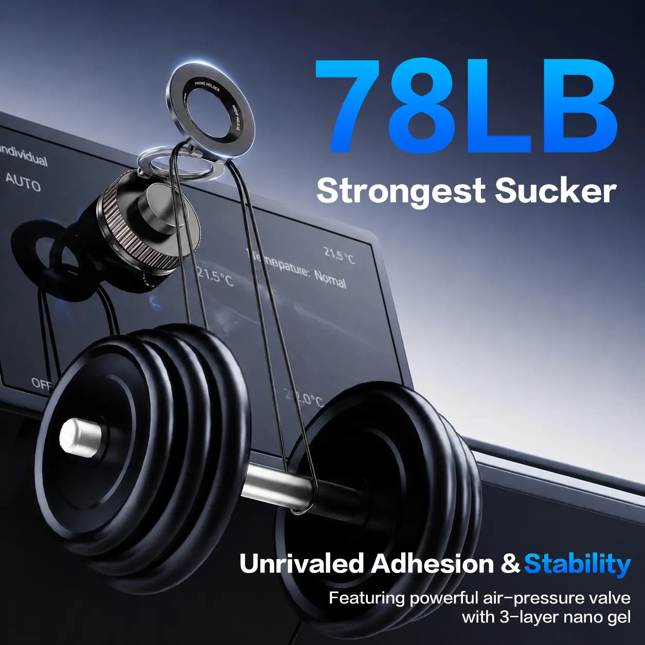 Foldable Magnetic Car Phone Holder for Magsafe Devices - 20 N52 Magnets, 360-Degree Rotation, Vacuum Suction Cup with Heat-Resistant Nano-Adhesive Base, Automotive Interior Accessory
