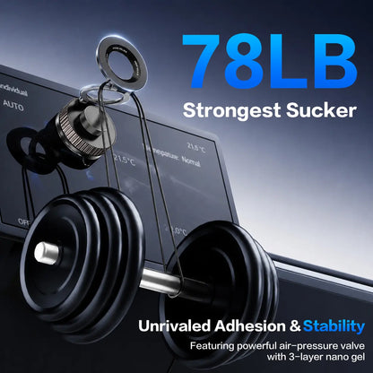 Foldable Magnetic Car Phone Holder for Magsafe Devices - 20 N52 Magnets, 360-Degree Rotation, Vacuum Suction Cup with Heat-Resistant Nano-Adhesive Base, Automotive Interior Accessory