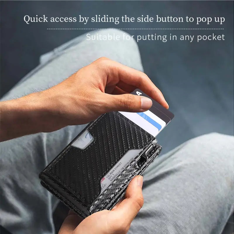 Wallet for Men, Mens Minimalist Wallet 8-10 Cards, Slim Compact Wallet with ID Window, RFID Blocking Smart Pop up Card Wallet, Metal Aluminum Credit Card Holder Bifold Wallet ,Fathers Day Gift