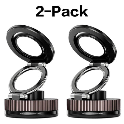 Foldable Magnetic Car Phone Holder for Magsafe Devices - 20 N52 Magnets, 360-Degree Rotation, Vacuum Suction Cup with Heat-Resistant Nano-Adhesive Base, Automotive Interior Accessory