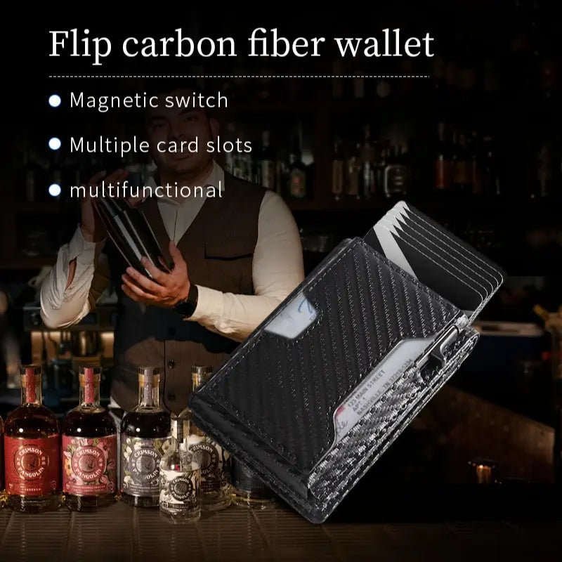 Wallet for Men, Mens Minimalist Wallet 8-10 Cards, Slim Compact Wallet with ID Window, RFID Blocking Smart Pop up Card Wallet, Metal Aluminum Credit Card Holder Bifold Wallet ,Fathers Day Gift