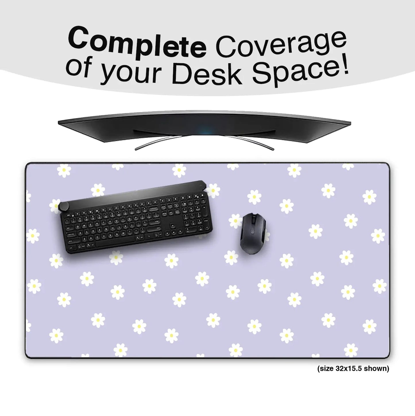 Purple Daisy Mousepad - Extra Large, Anti-Slip Rubber Base, Gaming Mousepad Design Extended Mousepad Trackpad Rectangle