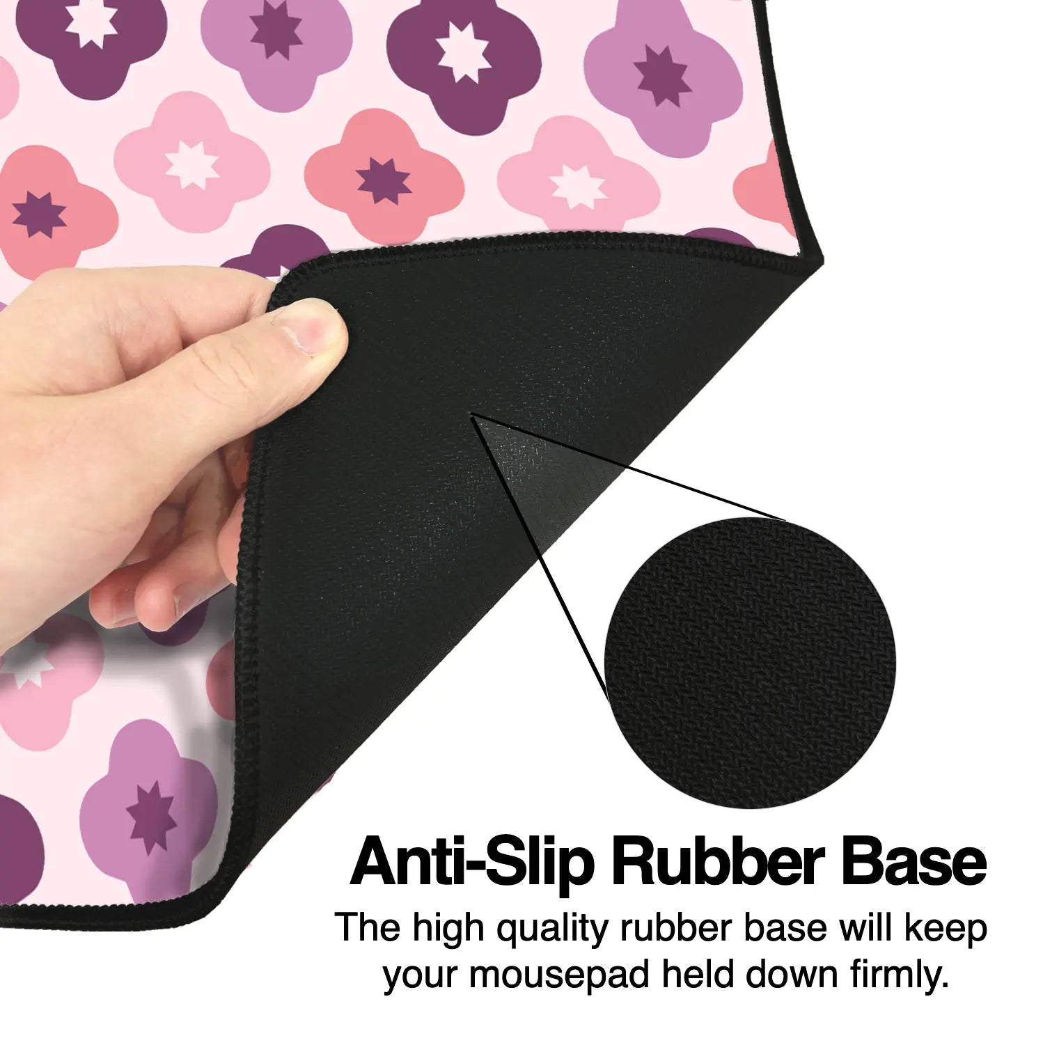 Pink Flower Geometric Mousepad - Extra Large, Anti-Slip Rubber Base, Gaming Mousepad Design Extended Non-Slip Mousepad