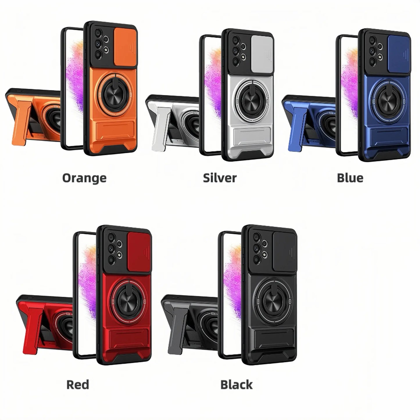 Rotating Ring Phone Case, Compatible with Samsung 26/25/24/23/22/21 Ultra, High-End Design, Practical Stand Case, TPU+PC Armor Shell, with Camera Protector, Unisex, Military-Grade Protective Case
