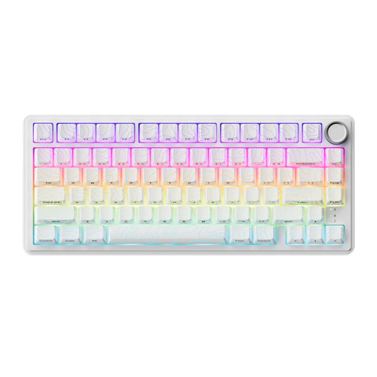 XVX M75 Tri-Mode 75% Mechanical Gaming Keyboard with Knob, Topography Imd-Tech Keycaps, Hot-Swappable, USB Charging, RGB Backlight, PBT Heart Corner Legend Keycaps, Multimedia Scroll Wheel, Creamy Keyboards PC Accessories