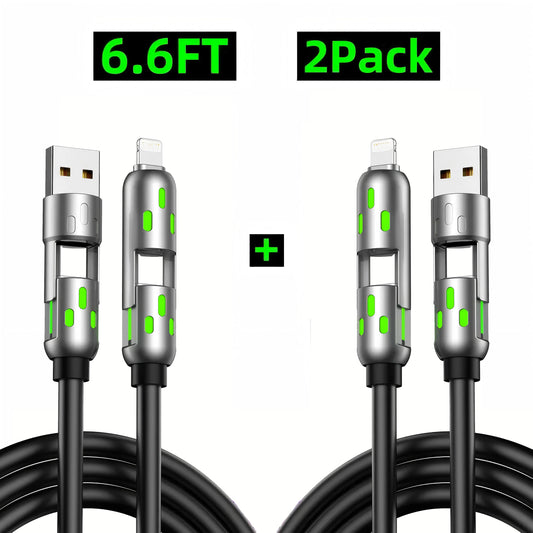 PD Fast Charging, Data Sync, EXAVON USB-A, Type-C, Lightning, Aluminum, Compatible,6.6Ft 4-In-1 USB-C Cable