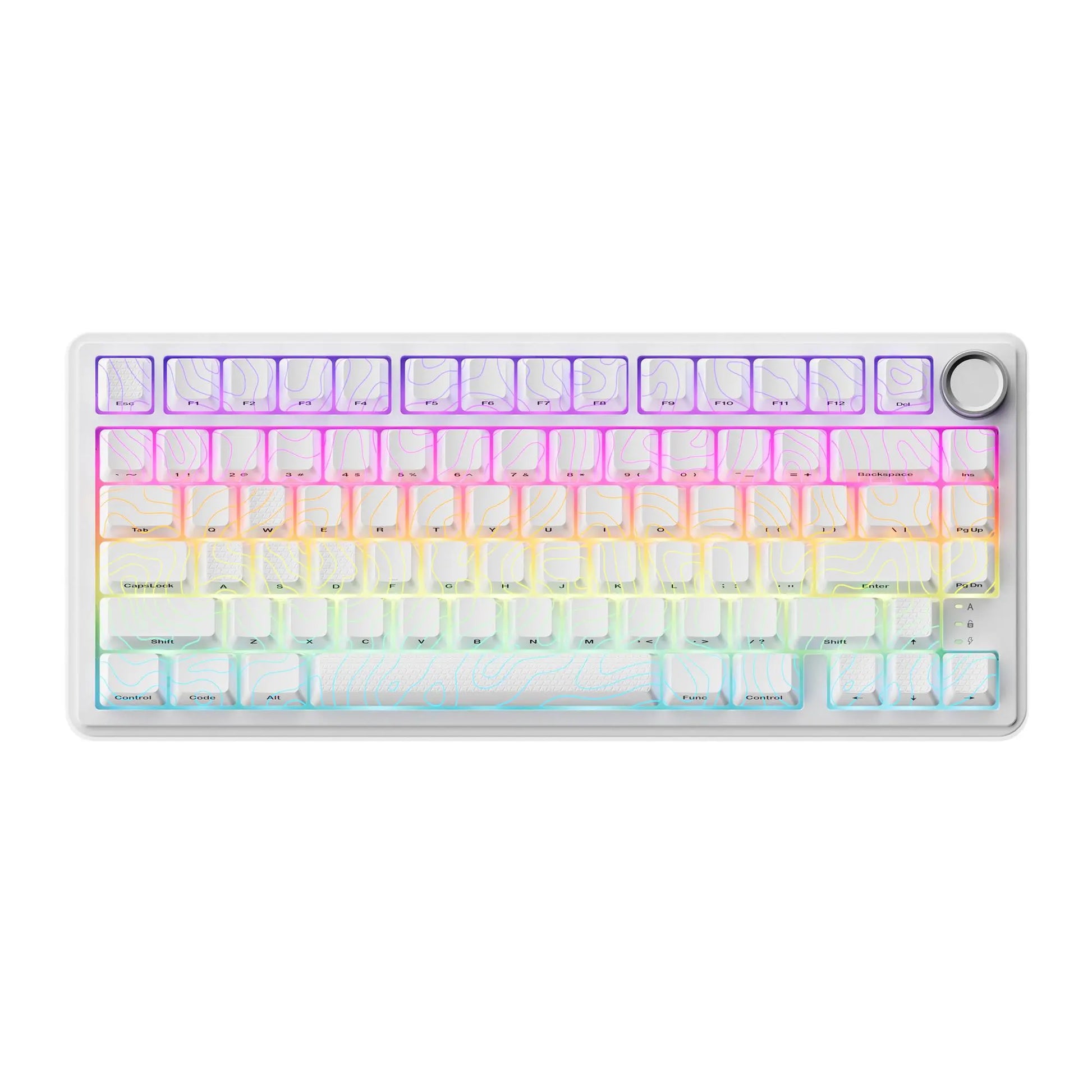 XVX M75 Tri-Mode 75% Mechanical Gaming Keyboard with Knob, Topography Imd-Tech Keycaps, Hot-Swappable, USB Charging, RGB Backlight, PBT Heart Corner Legend Keycaps, Multimedia Scroll Wheel, Creamy Keyboards PC Accessories