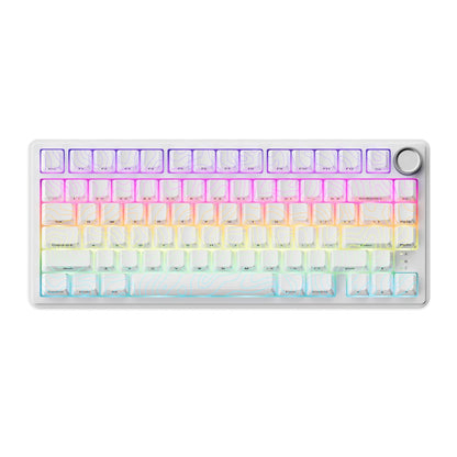 XVX M75 Tri-Mode 75% Mechanical Gaming Keyboard with Knob, Topography Imd-Tech Keycaps, Hot-Swappable, USB Charging, RGB Backlight, PBT Heart Corner Legend Keycaps, Multimedia Scroll Wheel, Creamy Keyboards PC Accessories